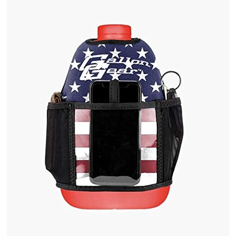 Gallon Gear 1 Gallon Large Water Bottle - BPA Free Plastic, Reusable Water Jug - Hydration Water Bottle for Men and Women - Gym, Sports, Training & Fitness (Red w/American Flag Cover) Cover