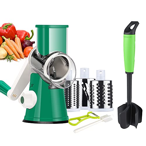 Ourokhome Rotary Cheese Grater Shredder And Hamburger Meat Chopper Stirrer, Round Food Slicer With 3 Drum Blades And Ground Beef Meat Breaker With Heat Resistant 5 Curved Blades #TOP7