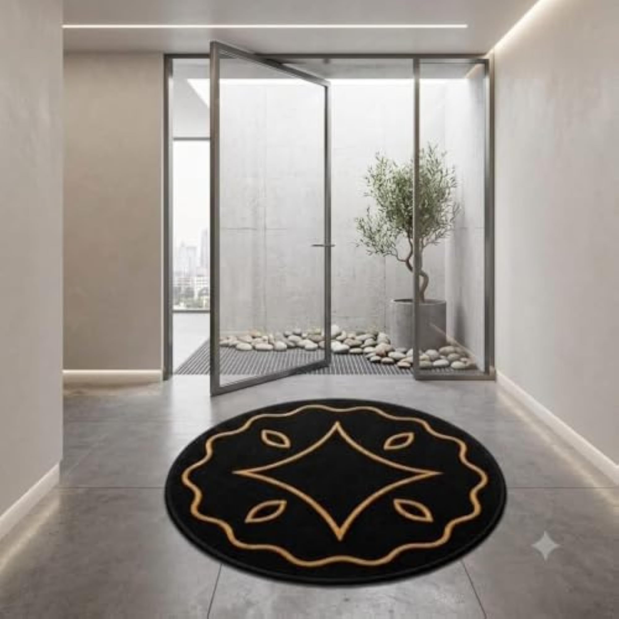 Round Microfiber Bath Mat 23 x 23 Inch, Plush and Anti-Slip