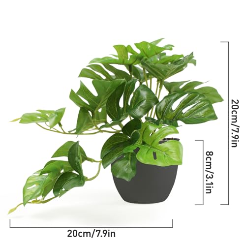 Kunstpflanze (20cm) in Töpfen, 3 Stück Mini Künstliche Pflanzen, Monstera Fake Pflanzen, Innen und Außen Kunstpflanzen Wie Echt Geeignet für Tischdeko, Zimmer, Wohnzimmer, Badezimmer Deko – Bild 4