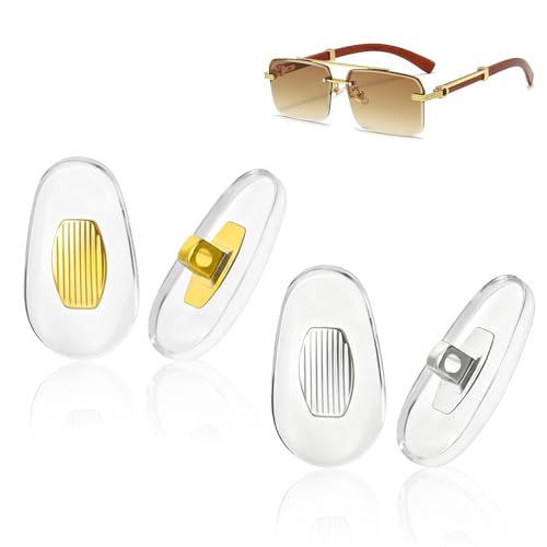 Nose Pads Replacement Compatible with Gucci Sunglasses Eyeglasses-Silicone Pads,2 Sets with Screws and Screwdriver (Gold & Silver)