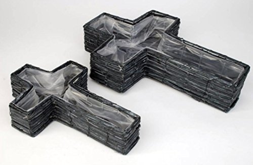 Trauer-Shop Pflanzgefäße Grabkreuze aus Weide, 2 Größen, 2 Stück