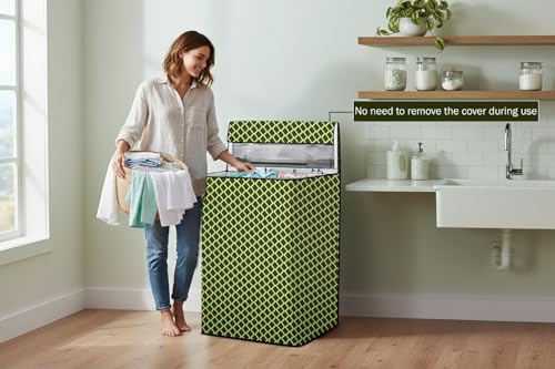 Image of Stylista Washing Machine Cover Compatible for Godrej 7.5 Kg Fully-Automatic Top Loading WTEON MGNS 75 5.0 FDTN SRGR, Check Military