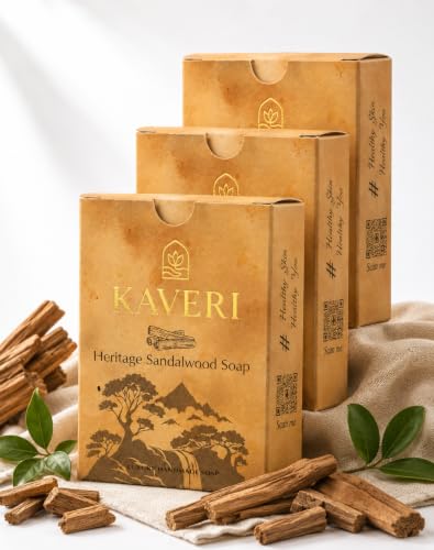 Image of KAVERI Sandalwood Handmade Soap Bar - Cold-Processed Ayurvedic - pack of 3 * 110g