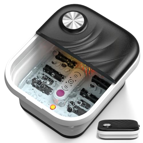 FRYLINE Collapasible Foot Spa Bath Massager with Heat, Pedicure Foot Spa with Bubbles, Temperature Control, Foot Soaking Tub for Home, Office, Foot Soaker Gift for Men and Women