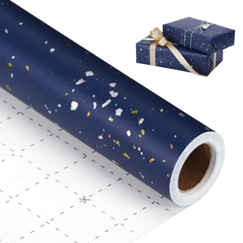 woric Navy Blue Wrapping Paper Roll 17Inch x 26.2 Feet Gift Wrap Paper
