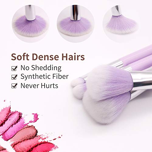 Synthetic Makeup Brushes Set Wish Case Professional Makeup Brushes Travel Set Foundation Brushes Eyeshadow Brushes Concealer Brush Cruelty Free Fiber Makeup Gift Set(Purple Color Travel Makeup Bag) #TOP2
