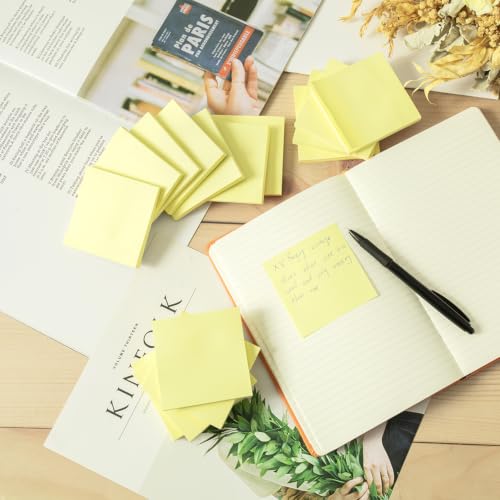Image of Wowivy 16 Pads Yellow Sticky Notes, 76 x 76 mm, Sticky Pads, Recyclable, Self-Stick Notes Pads, Sticky Notes, Easy to Post for Home, Office, 55 Sheets /Pad, 880 Sheets Total