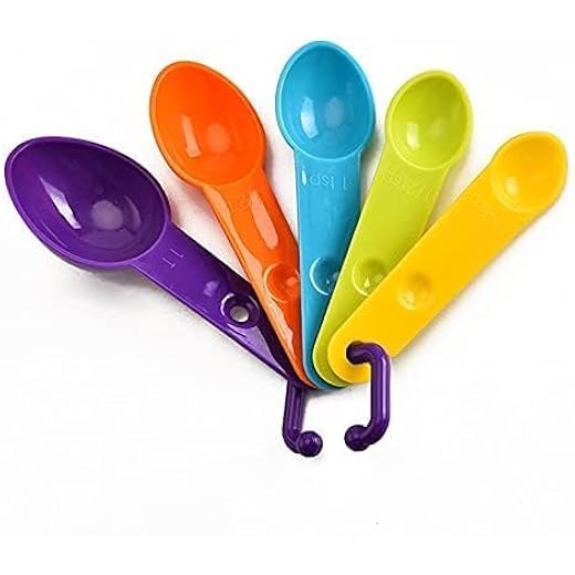 STHITADHEE Measuring Spoons Kitchen Baking Set Stackable Baking Cup Spoons Set Plastic Colorful Set Kitchen Measurement Tools for Coffee, Flour, Grains, Lentils, (Plastic Measuring Spoons-A1)
