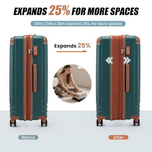 Image of Luggage Sets 5 Piece Hardside Expandable Durable Suitcases with Wheels