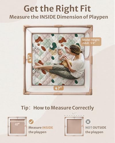 Image of Blissful Diary Baby Play Mats for Floor, 47x47 Inch Playpen Mat, Thicker Padding Foam Playmats for Babies and Toddlers Infants, Modern Abstract