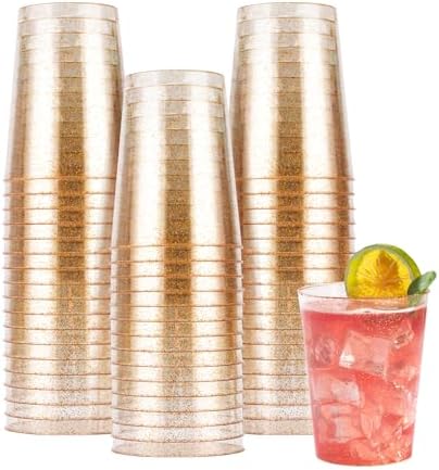 50PCS 10oz Gold Glitter...