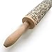 V-Top-Shop Christmas Embossing Rolling Scroll Pin Engraved Wooden Tool Baking Cookies Biscuit Cake Dough Engraved Roller DIY - Flower Pattern - 38 x 5 cm (15