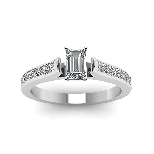 Image of 55Carat Choose Your Gemstone Cathedral Channel Set Diamond CZ Ring Sterling Silver Emerald Shape Side Stone Engagement Rings Matching Jewelry Wedding Jewelry Easy to Wear Gifts US Size 4 to 12