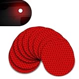 Arwrilt 10 PCS Round Safety Reflectors, High Visibility Reflective Power Adhesive Prism Stickers, 2' Weatherproof Diamond Grade Reflective Stickers for Cars, Trailers, Campers, RVs, Boats (Red)