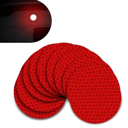 Arwrilt 10 PCS Round Safety Reflectors, High Visibility Reflective Power Adhesive Prism Stickers, 2" Weatherproof Diamond Grade Reflective Stickers for Cars, Trailers, Campers, RVs, Boats (Red)