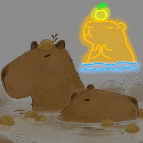 Image of Attivolife Capybara Sign for Wall Decor, Light up Cute Animal Shape LED Lamp with Dim USB Powered, Unique Home Children's bedroom Business Shop Bar Party Decor Birthday Christmas Day Gift for Kids