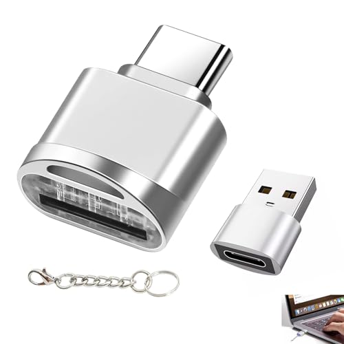 Lecteur de Carte Micro SD USB C, Lecteur OTG USB C, avec Adaptateur USB, Mémoire TF, pour Smartphones, Tablettes et Ordinateurs, Mini Portable avec Porte...