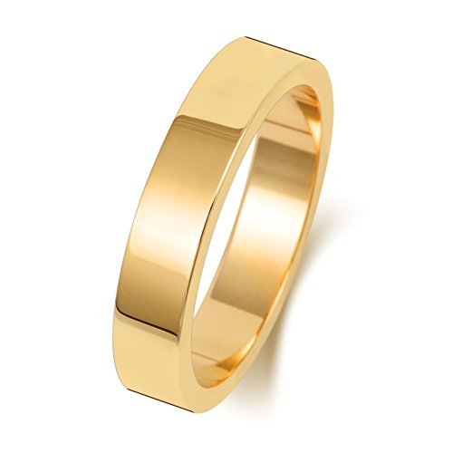 Bague de Mariage Alliance Or Jaune 375 Mixte 4mm Large Ruban Plat