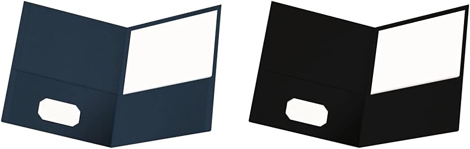 Oxford Twin-Pocket Folders, Textured Paper, Letter Size, Dark Blue and Black, Holds 100 Sheets, Box of 25