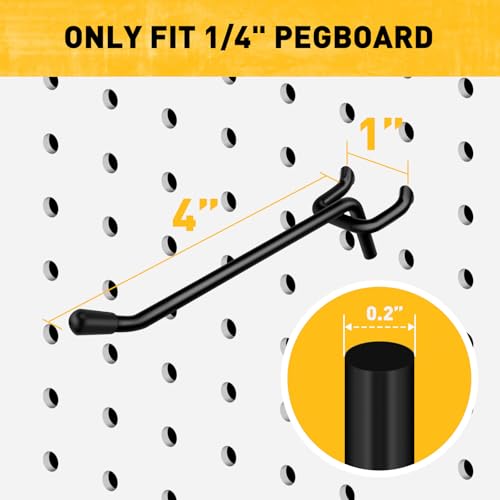 ELEAD 60-Piece 4 Inch Extra Thick Pegboard Hooks, Heavy Duty Peg Board Organizer Accessories, Peg Board Tool Hangers Fit for 1/4" Pegboard Hanging Tools Garage, Workshop, and Craft Storage by ELEAD - Image 3