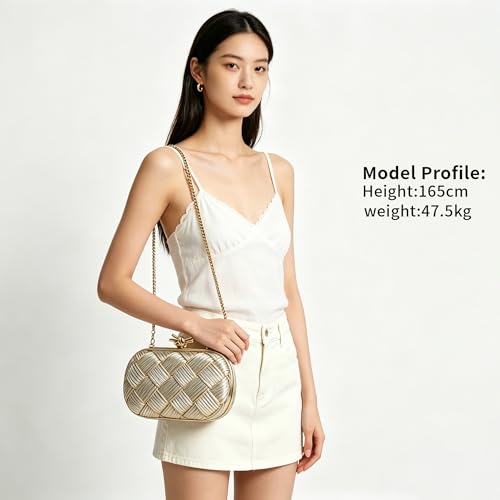 Image of Clutch Purses for Women, Vegan Leather Evening Handbag with Gold Chain