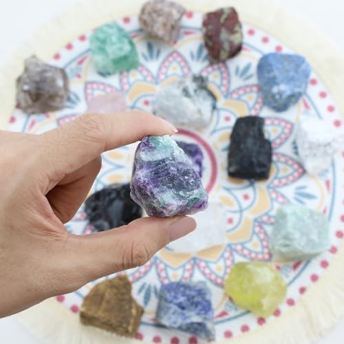 Image of 2Pcs Rainbow Fluorite 1.8-2.2 inch Large Raw Crystals Rocks Rough Stones Healing Crystal for Cabbing DIY Wicca Reiki Decoration Wire Polishing Wrapping Tumbling Natural Colorful Fluorite Gifts