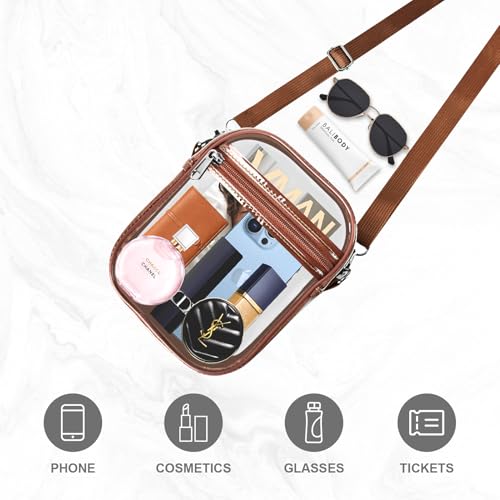 Image of Fibrdoo Clear Crossbody Purse Bag, Clear Bag Stadium Approved with Front Pocket for Concerts Sports Festivals