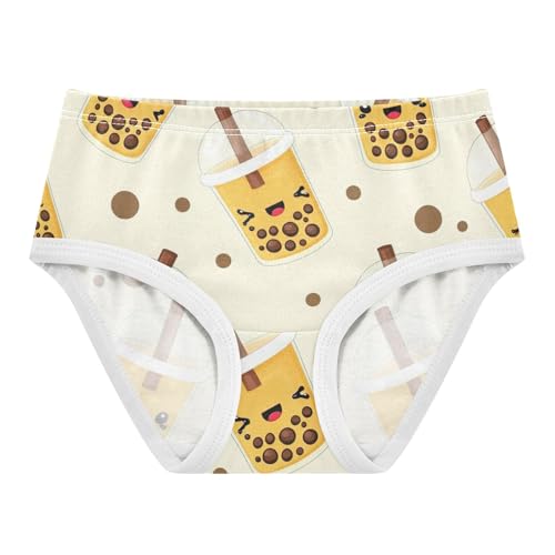 Cute Bubble Tea Beige Panties for Girl Toddler Underwear Floral Cotton Designer Briefs Undies Kids 2t