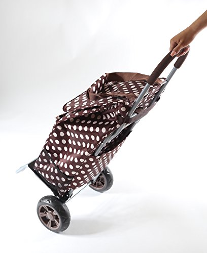 Image of dbest products Trolley Dolly Shopping Grocery Foldable Cart Storage Mom, Brown Polka Dot
