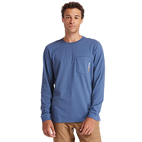 Timberland PRO mens Base Plate Blended Long-sleeve T-shirt Work Utility T Shirt, Vintage Indigo, XX-Large US