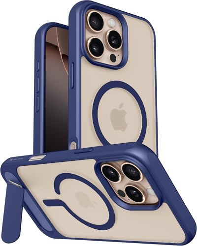 eller santé® Zenon Magpro Back Cover Case for iPhone 16 Pro Scratch Resistant Camera Screen Protector TPU Shockproof with Stand Holder Mag-Safe Wireless Charging- Blue