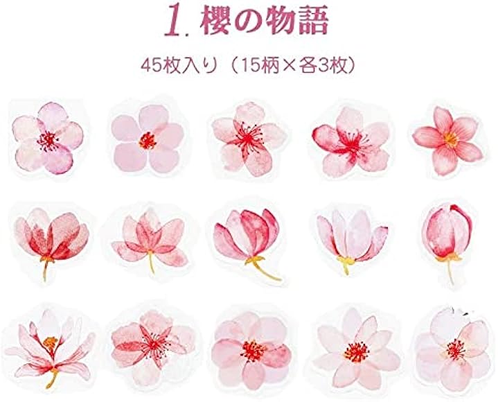 ❤️【E】Sakura  Story♡PETステッカー15枚♡コラージュ素材♡ ❤️【E】Sakura Story♡PETステッカー15枚♡コラージュ素材♡