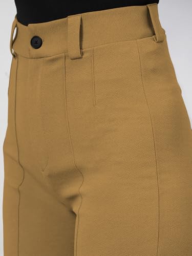 Image of Women's High Waist Formal Straight Fit Trousers Premium Stretch Office Pants Front Pleated Design Smart Workwear Bottom for Office, Casual & Business Wear