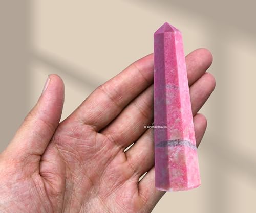 Image of Crystal Heaven Certified Thulite Tower Obelisk Point For Chakra, Healing And Balancing - Aaa Grade Original Certified Gemstone Agate For Reiki Meditation Yoga Spiritual (2-3 Inches)