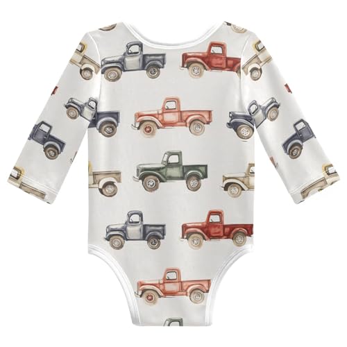 vvfelixl Baby Bodysuits Vintage Trucks Jeeps Long Sleeve Cotton Baby Clothes for Boys Girls 0-3M2