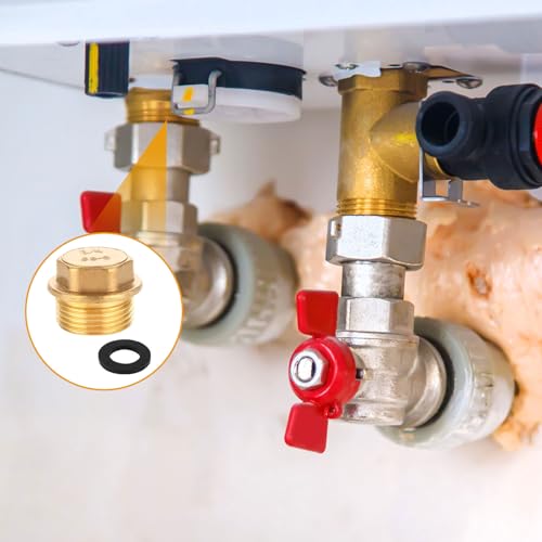 4 Blindstopfen,Blindstopfen 3/4 Zoll Blindstopfens Wasserleitung Mit Gummiring Messing Verschlussstopfen,Geeignet für Heizstecker, Heizkörper Und Verteiler Und Wasserleitungen Und Trinkwassersysteme