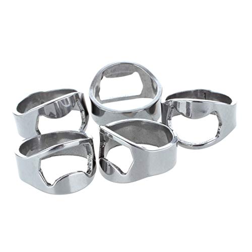 Oikabio 5 llaveros de acero inoxidable plateados con dedo pulgar, llavero para botella de cerveza