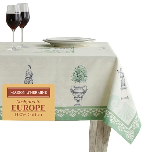 Maison d' Hermine Table Cloth Rectangle Table 100% Cotton 60 x 90 Inches Tablecloth Reusable Decorative for Dining Room, Farmhouse, Home, Party, Festive & Wedding Spring Summer - Jardin Du Roy