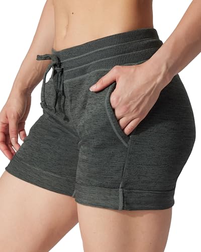 image for 90 Degree By Reflex Womens Soft Sweat Shorts High Waisted Drawstring L