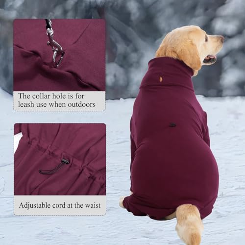 Cyponpy Hundepullover Fleece Hundemantel mit Beinen Grosse Mittelgroße Hunde Fleecejacke Wintermantel Hund Rollkragen Hundejacke Warm Hundepyjama Hundemantel Winter Hundekleidung Hundefleecepulli