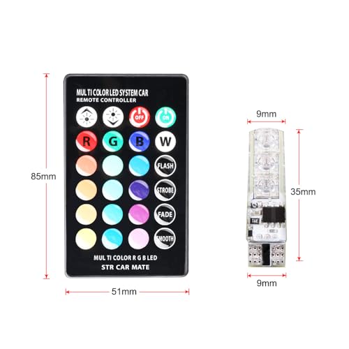 6 pack 194 T10 LED Bulb RGB con Control Remoto miniatura 7