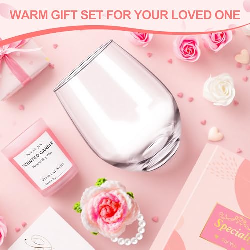 Geschenke für Frauen,Geschenk Freundin Geburtstag mit Weinglas,Duftkerzen and Schlüsselanhänger,Personalisierte Geschenk für Beste Freundin,Kleine Geschenke für Adventskalender,Weihnachtsgeschenke