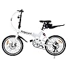 MuGuang Opvouwbare fiets 20 inch 7 versnellingen vouwmachine + LED batterij lamp + zittas + fietsbel (wit)