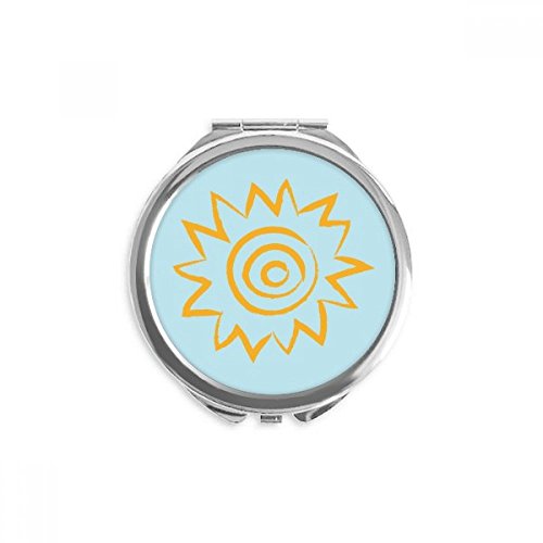 Miroir rond peinture jaune soleil de maquillage à la main objet artistique unique