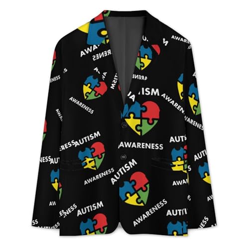 Autism Awareness Casual Suits Jackets for Men Two Buttons Business Coat Wedding Dinner Party2