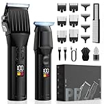 Professional Hair Clippers and Beard Trimmer for Men, Cordless Hair Trimmer Barber Clippers Hair Cutting Kit Rechargeable T-Blade Shaver Haircut Grooming Set with 10 Guide Combs Gifts for Men