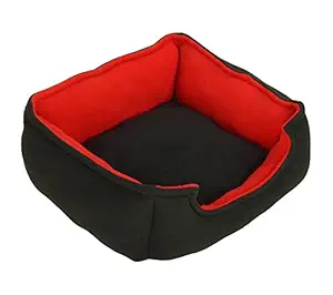 Fluffys Luxurious Small Breed Red & Black Soft Dog/Cat Bed Polyster Filled(Export Quality)- Large
