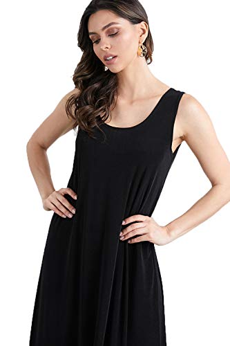Jostar Women's Stretchy Long Tank Dress X-Large Black #TOP1