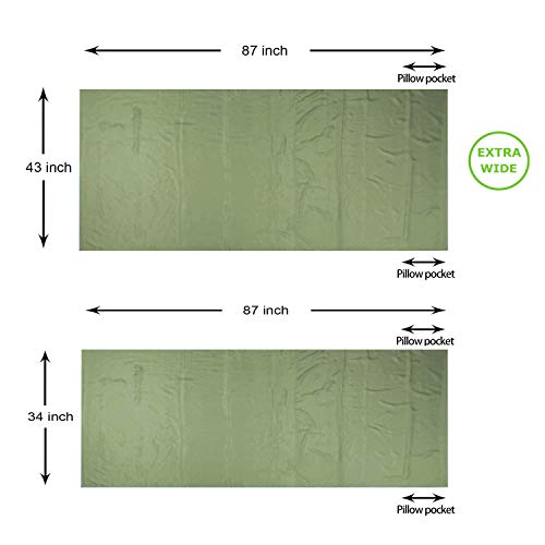 Image of Browint Silk Sleeping Bag Liner, Silk Sleep Sheet, Sack, Extra Wide 87 inchx43 inch, Lightweight Travel and Camping Sheet for Hotel, More Colors for Option, Reinforced Gussets, Pillow Pocket